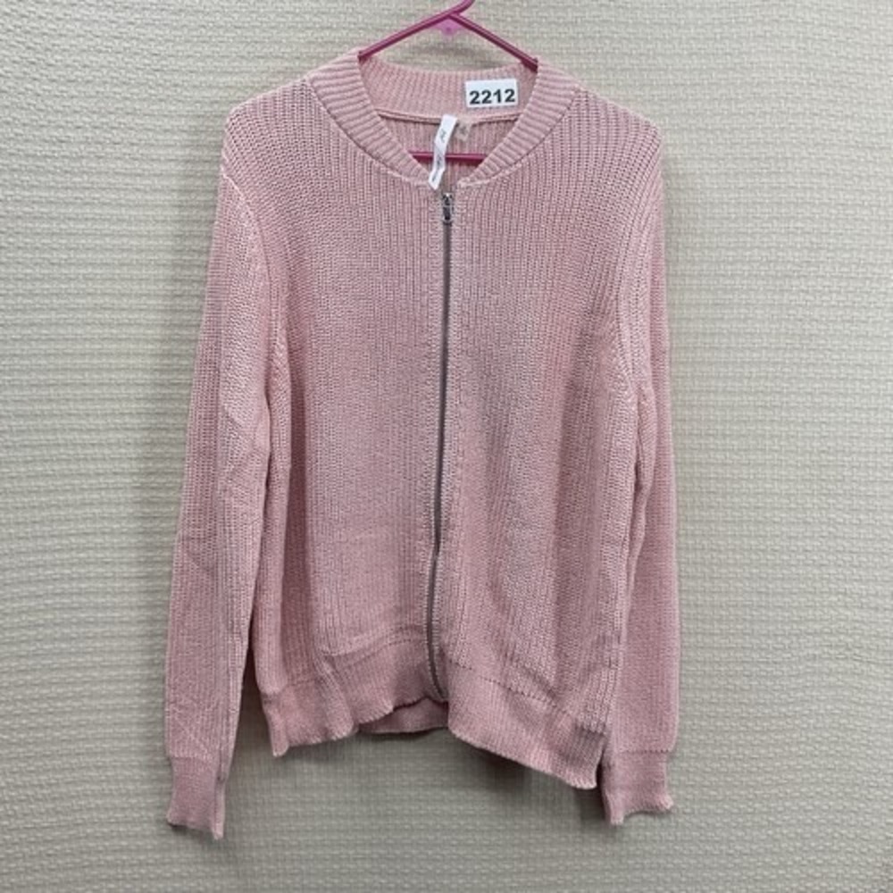 NWOT Ny Collection Rose/Silver/Pink Zip Sweater Jacket/Cardigan Women L‎ China